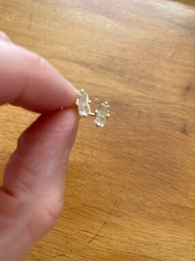 Delicate clear solitaire stone with gold earring cuffs - NWOT